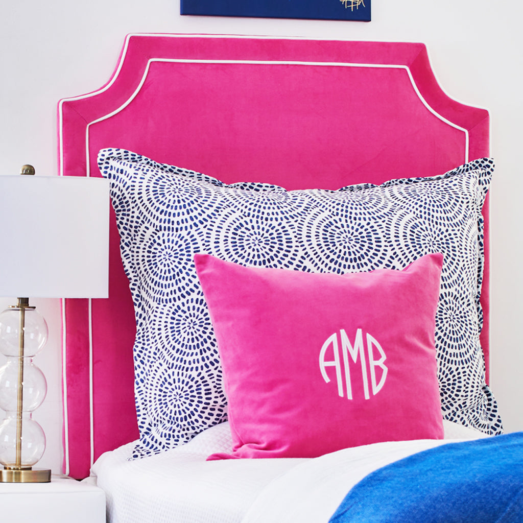 Headboard - Bella Hot Pink with Bella White Piping