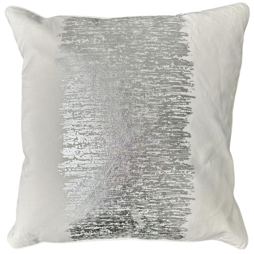 Gigi Metallic Banded Pillow - Silver