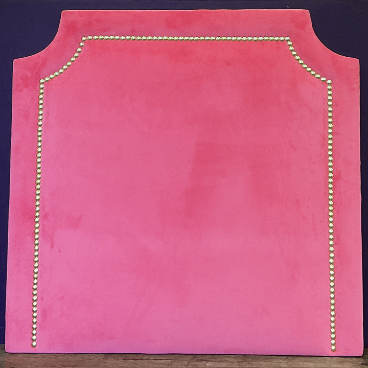 Headboard - (ALLOW ONE MONTH) Gold Nailhead in Bella Hot Pink