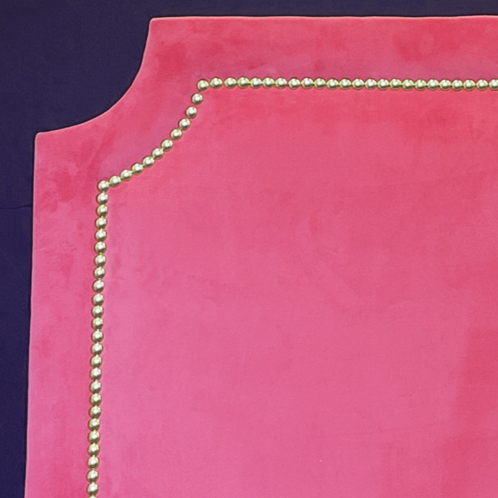 Headboard - (ALLOW ONE MONTH) Gold Nailhead in Bella Hot Pink