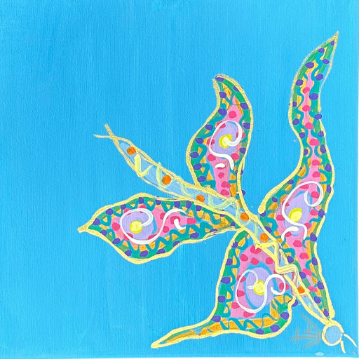 Butterfly Party Marine Blue - 14" x 14"