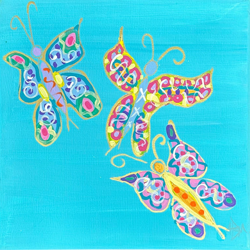 Butterfly Party Turquoise - 14" x 14"