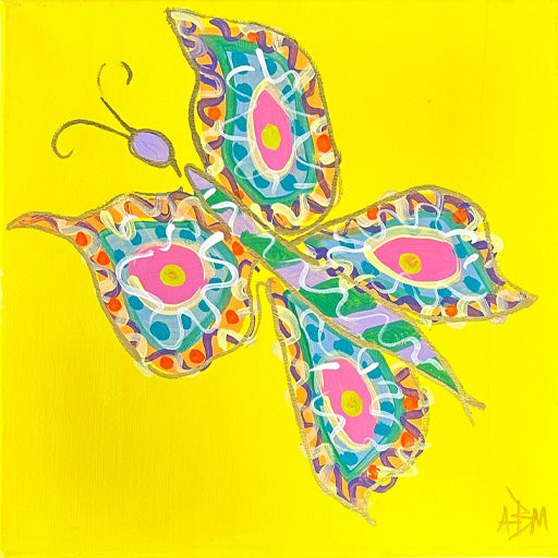 Butterfly Party Yellow - 14" x 14"