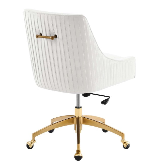 Discern Chair on Wheels in White Velvet