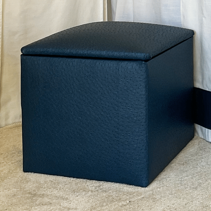 Storage Ottoman -  Emu Blue Faux Leather