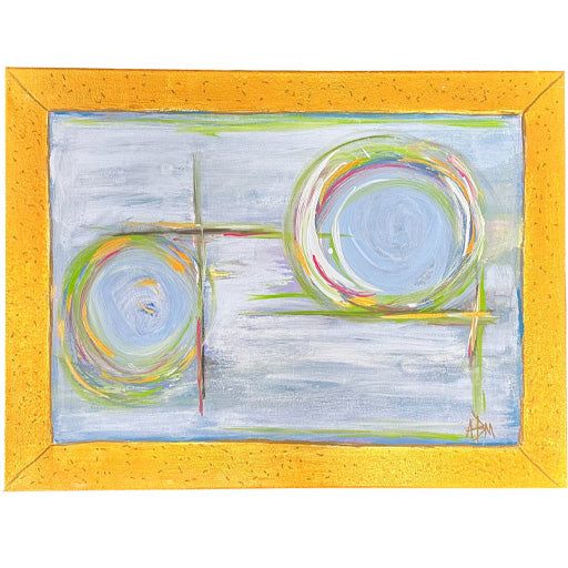 Faux Framed Blue Abstract "B" - 24"W x 18"H