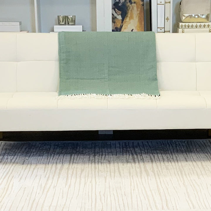 Fringed Herringbone Throw - Bottle Green