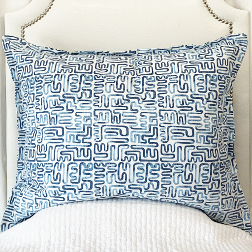 Huge Dutch Euro Pillow- Maze Cobalt