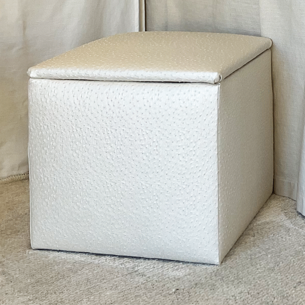 Storage Ottoman - Emu Pearl Faux Leather