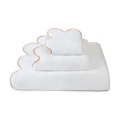Scalloped Cotton Bath Towel - White with Sand