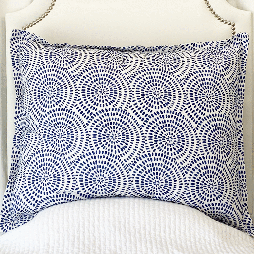 Huge Dutch Euro Pillow- Spiral Cobalt