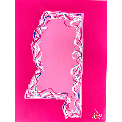 State of Mississippi Hot Pink - 18"W x 24"H