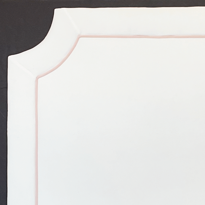Headboard - (ALLOW 1 MONTH) Bella White with Bella Soft Pink Piping