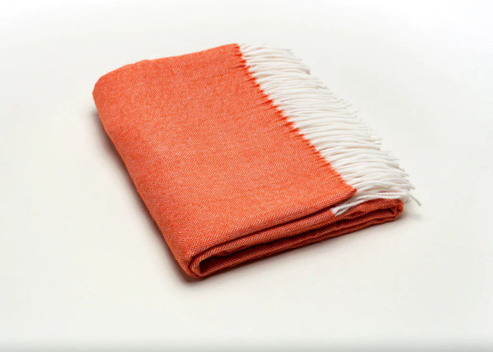 Fringed Herringbone Throw - Orange