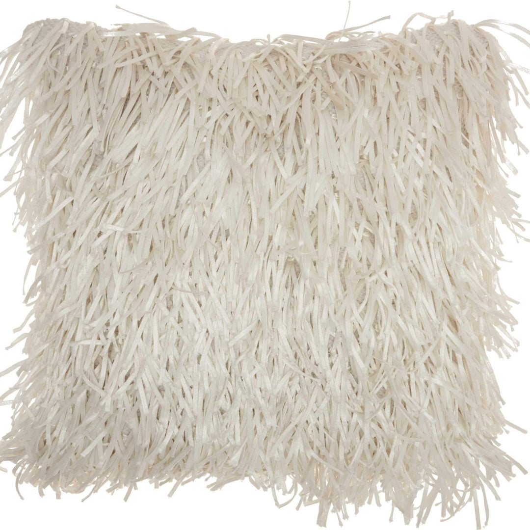 Luna Shag Pillow- White Shimmer