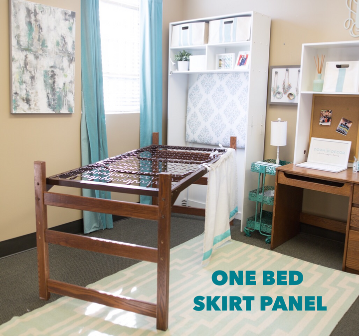 Bed Skirt Panel -  White with Hot Pink Twist Banding