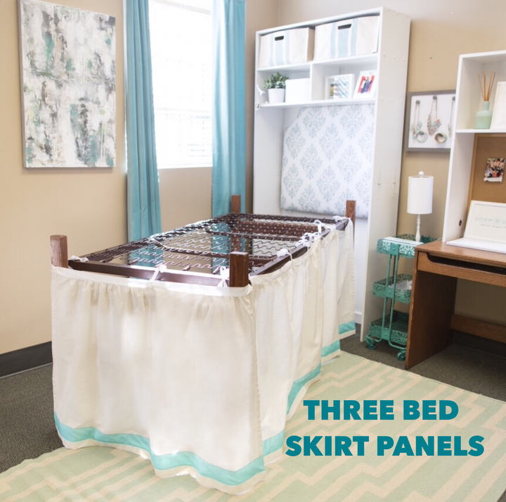 Bed Skirt Panel -  White with Hot Pink Twist Banding