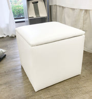 Storage Ottoman - White Faux Leather