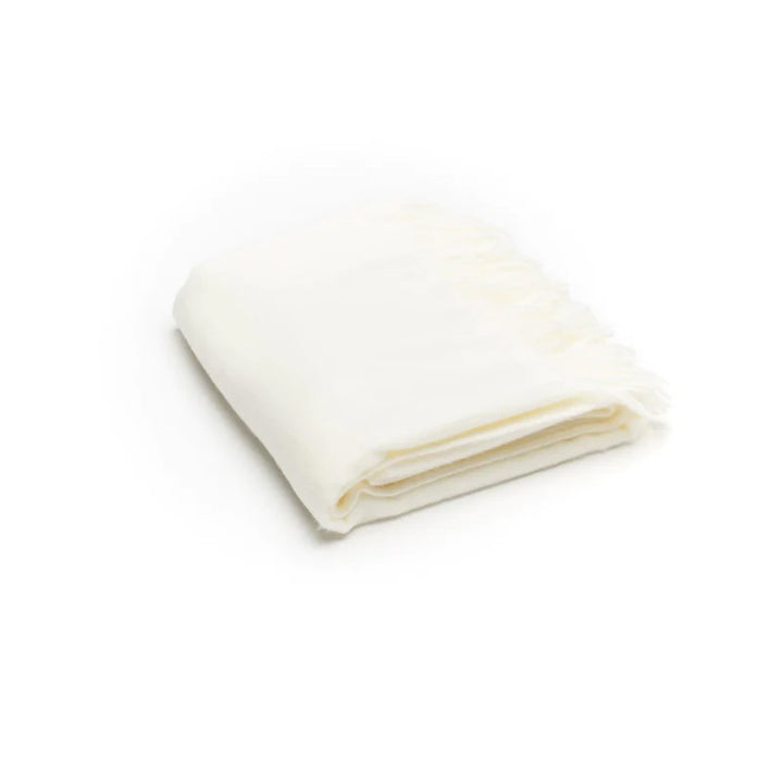 Fringed Herringbone Throw - Cream