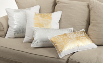 Gigi Metallic Banded Pillow - Silver