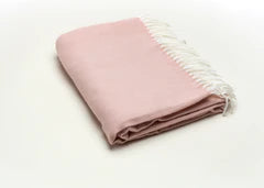 Fringed Herringbone Throw - Pink