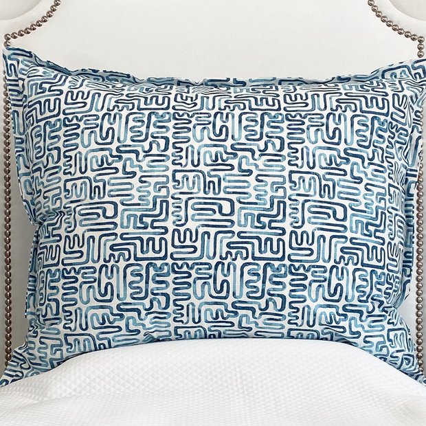 Huge Dutch Euro Pillow- Maze Cobalt