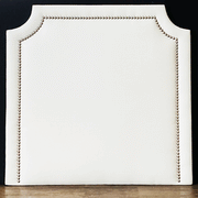 Headboard - Silver Nailhead in White Faux Leather