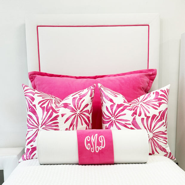 Headboard - Bella White with Bella Hot Pink Trim SQUARE [AVAILABLE TO SHIP AUGUST 13]