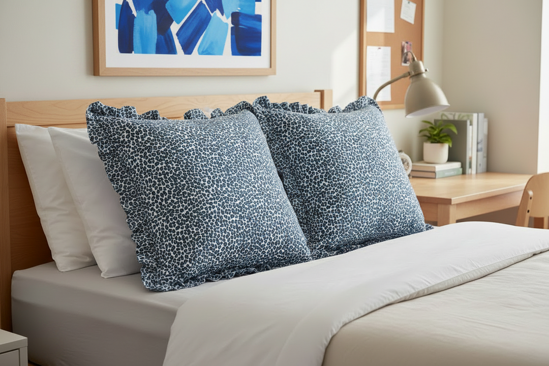 Ruffle Jag Dark Blue Pillow - 22"