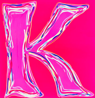 Initial "K" Hot Pink - 20" x 20" (custom)