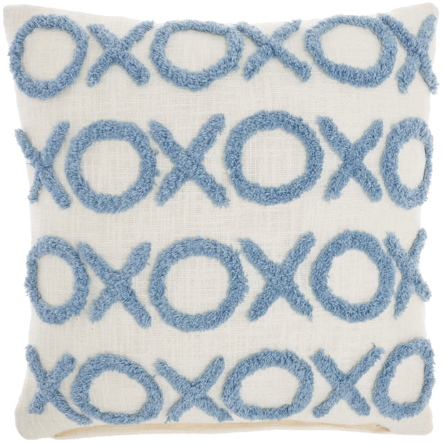 Tufted XOXO Pillow - Blue