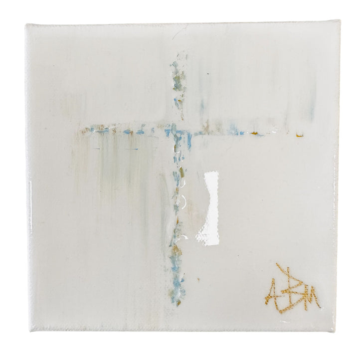 Blue Gold Resin Cross - 6" x 6"