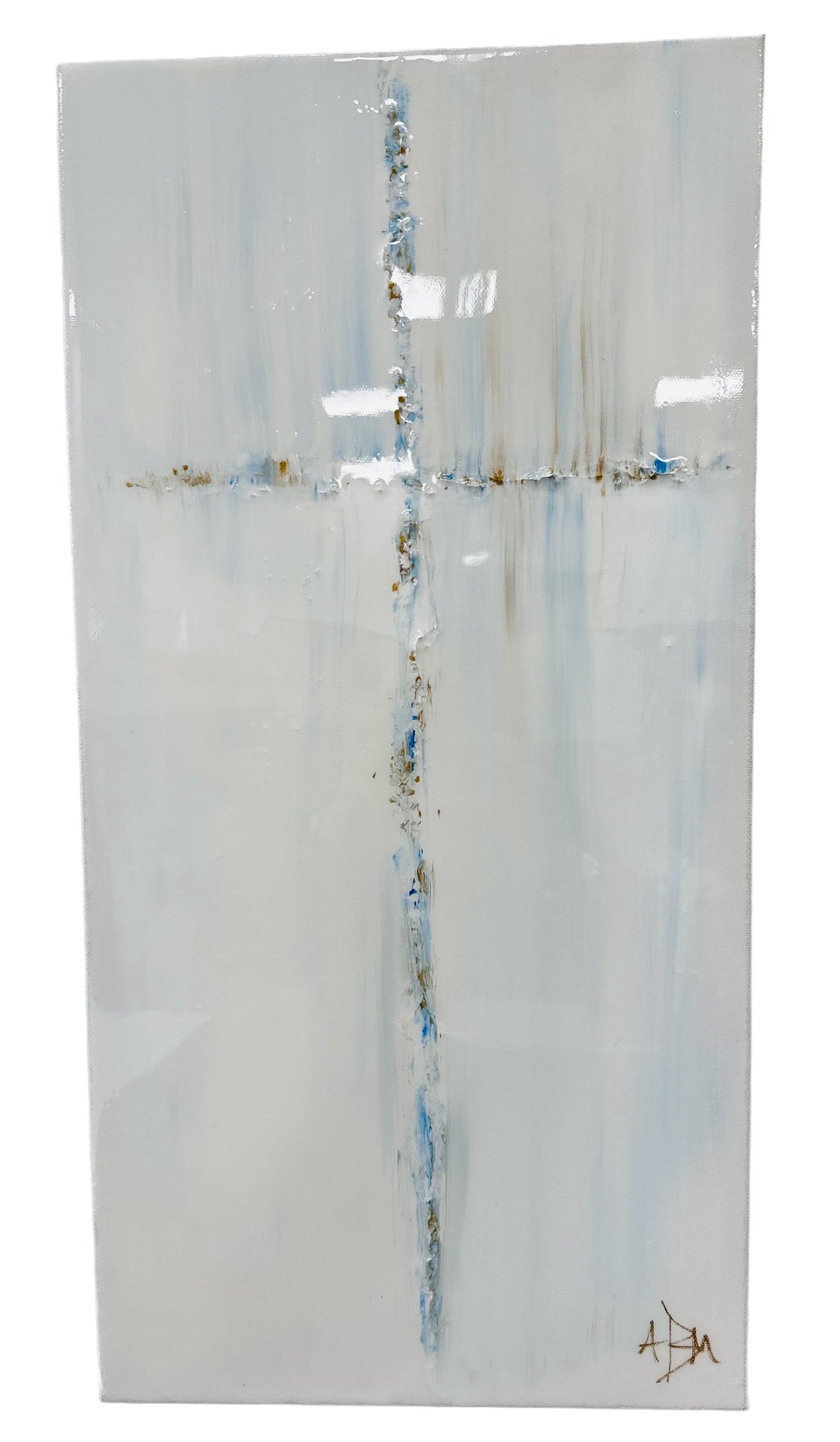 Blue Gold Resin Cross - 12" W x 24" H