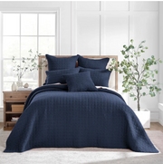 Waffle Quilt Set- Navy (Twin)