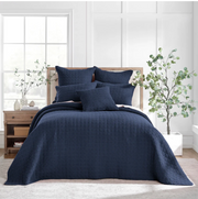 Waffle Quilt Set- Navy (Queen)