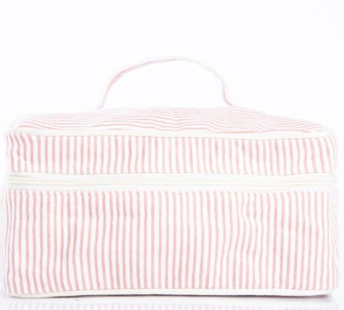 Monogrammed Stripes Train Case