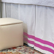 Bed Skirt Panel -  White with Double Tulip Ribbon