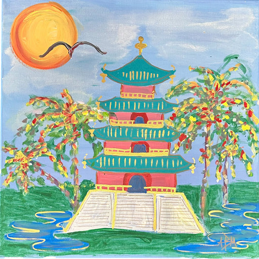 Asian Temple - 20" x 20"