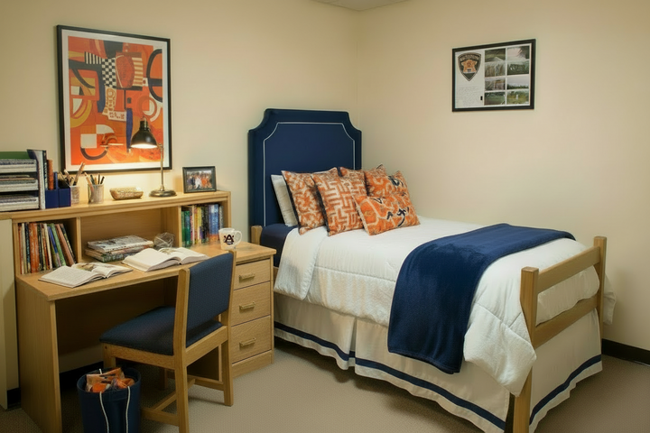 Headboard - (ALLOW 1 MONTH) Bella Deep Blue with Bella White Piping