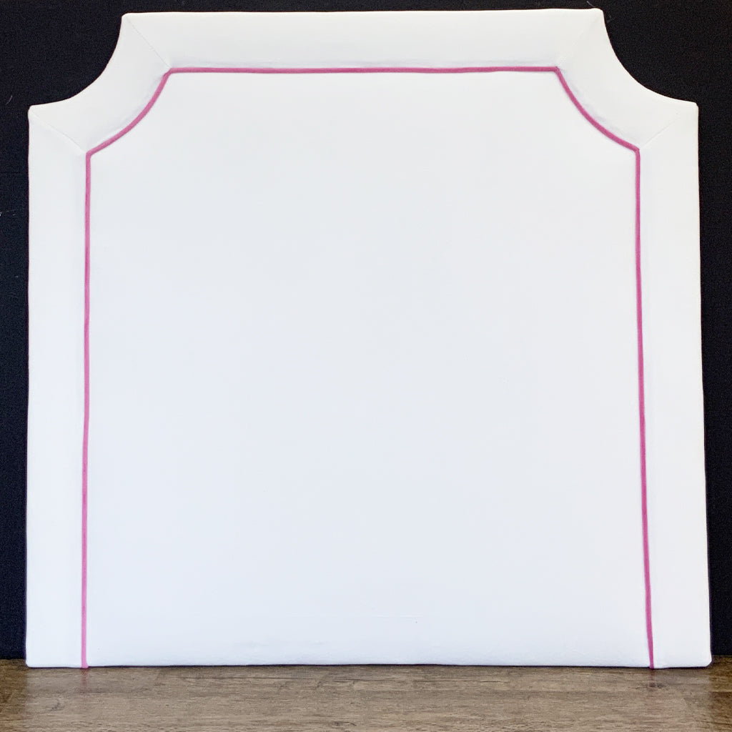 Headboard - (ALLOW 1 MONTH) Bella White with Bella Tulip Piping