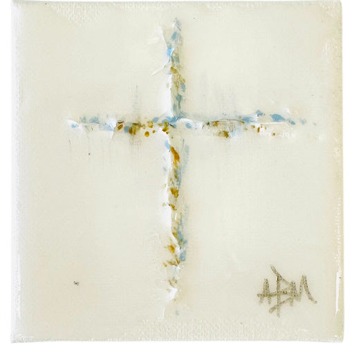 Blue Gold Resin Cross - 4"W x 4"H