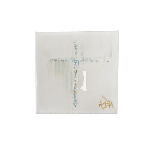 Blue Gold Resin Cross - 6" x 6"