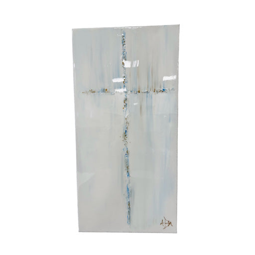 Blue Gold Resin Cross - 12" W x 24" H