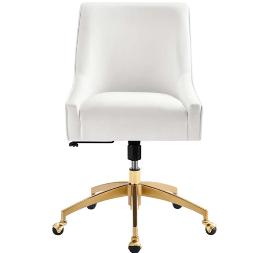 Beatrice Chair on Wheels in White Velvet