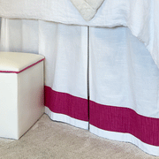 Bed Skirt Panel -  White with Hot Pink Twist Banding