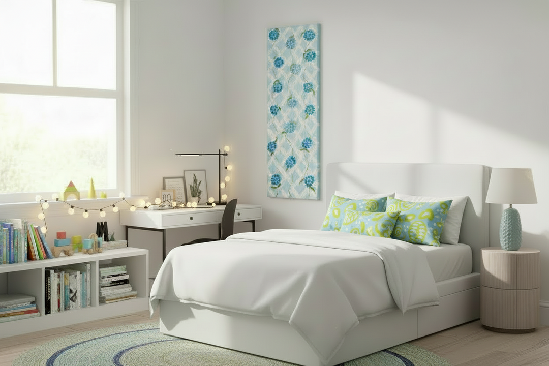 Blue Lattice "B" - 10"W x 30"H