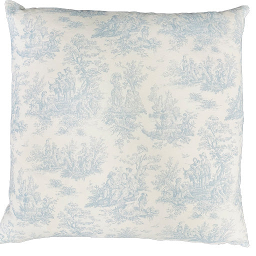 Toile Light Blue Pillow - 22"