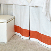 Bed Skirt Panel -  White with Orange Twist Banding