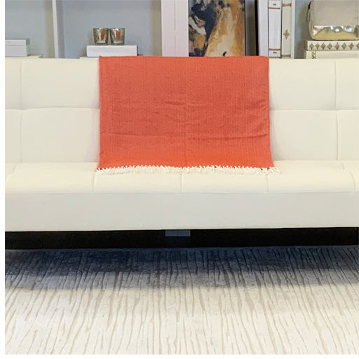 Fringed Herringbone Throw - Orange