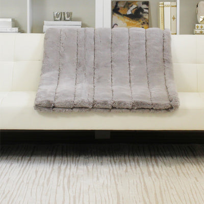 Posh Faux Mink Throw - Silver